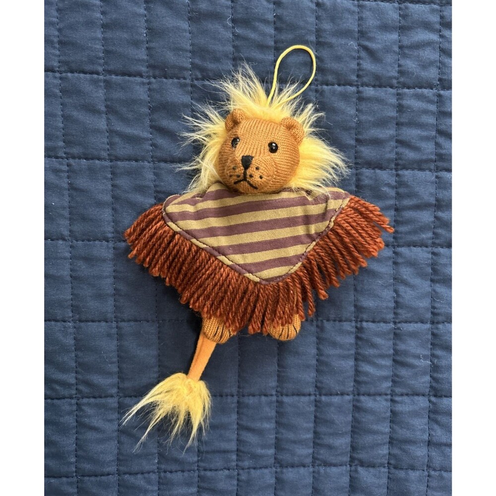 J. Crew Lion Bag Charm Wearing Poncho Yellow Mane Tail Plush Stuffed Animal